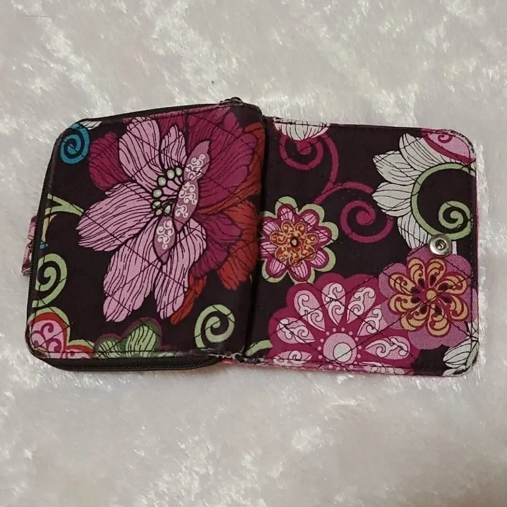 Vera Bradley Mini ID Case Wallet Mod Floral Pink Vintage Collection Quilted 4" - Picture 6 of 8